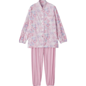 大きめボタンのびのびストレッチパジャマ ピンク S/M/L/LL/3L/4L