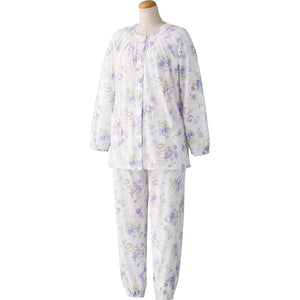 ワンタッチ天竺パジャマ パープル S/M/L/LL/3L/4L