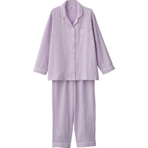 大きめボタン2重ガーゼパジャマ ピンク M/L/LL