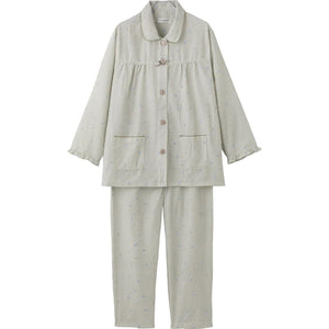 大きめボタンリップルパジャマ グレー M/L/LL