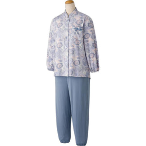 大きめボタンプチサイズのびのびストレッチパジャマ パープル S/M/L/LL