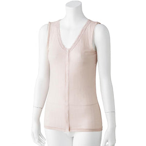 シルク混前開きノースリーブホックインナー モカ M/L/LL