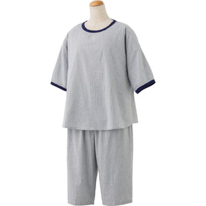 サッカービッグシルエット7分袖7分丈パジャマ グレー M/L/LL