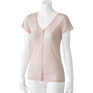 シルク混前開き3分袖ホックインナー モカ M/L/LL