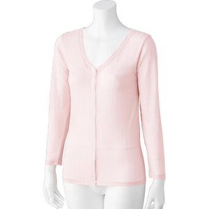 シルク混前開き8分袖ホックインナー ピンク M/L/LL