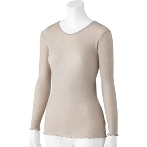 スルッとのびのび長袖インナーラウンドネック ベージュ