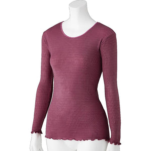 スルッとのびのび長袖インナーラウンドネック ワイン