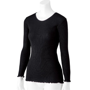 スルッとのびのび長袖インナーラウンドネック ブラック