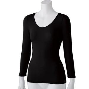 のびのびラクラク長袖インナー ブラック M~L/L~LL