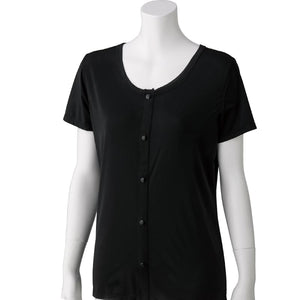 スルッと着られる3分袖ホックインナー ブラック S/M/L/LL