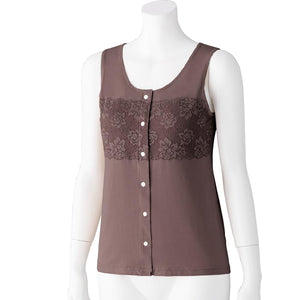 カップ付レースノースリーブホックインナー ブラウン M/L/LL