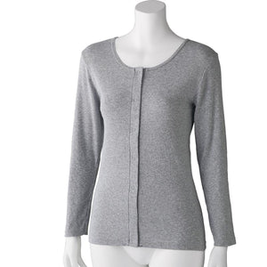 フライス杢長袖ホックインナー 杢グレー M/L/LL