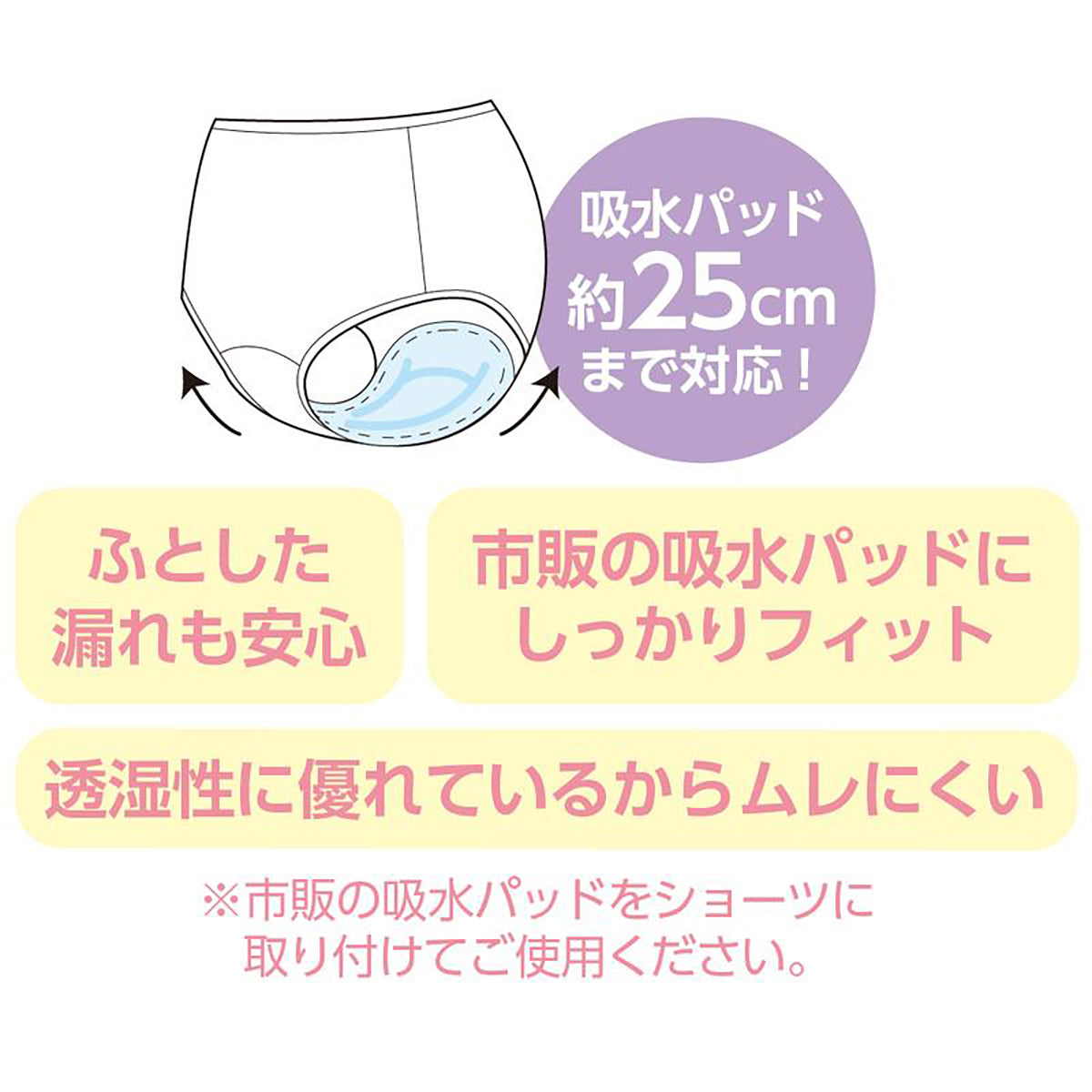 吸水パッド対応ショーツ パープル M/L/LL