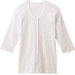 7分袖ホックシャツ(2枚組) ホワイト S/M/L/LL