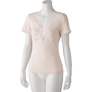 アロエ加工カップ付3分袖インナー モカ M/L/LL