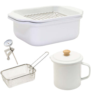 ホーロー天ぷら鍋 揚げざる&オイルポット付 WH