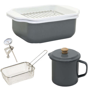 ホーロー天ぷら鍋 揚げざる&オイルポット付 GY