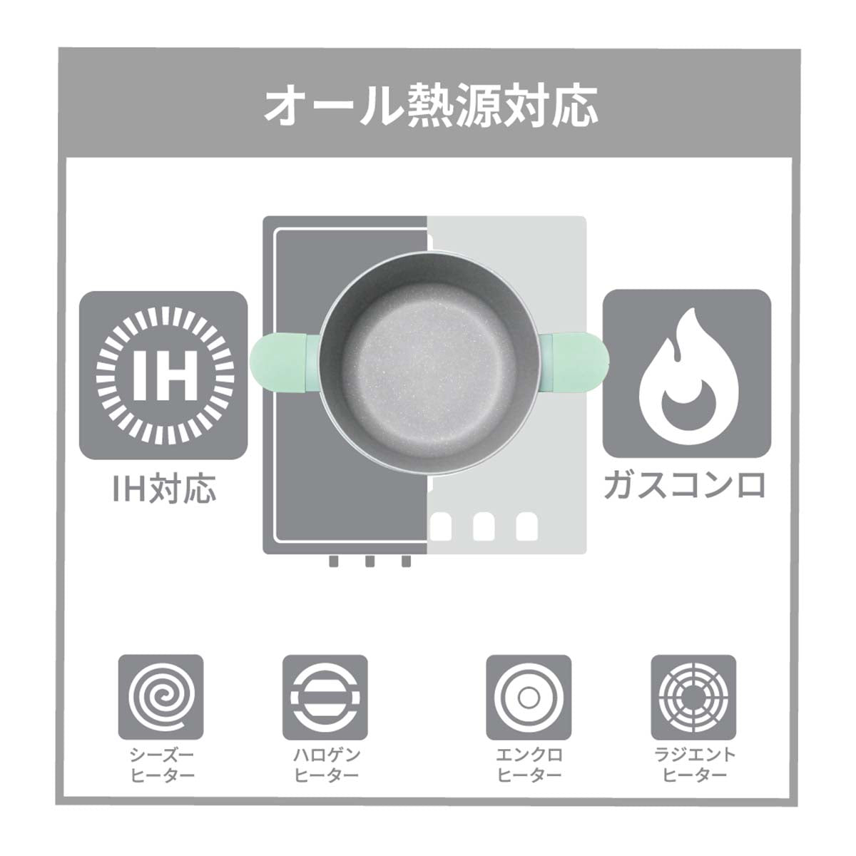 両手鍋 24cm グレー 容量5L