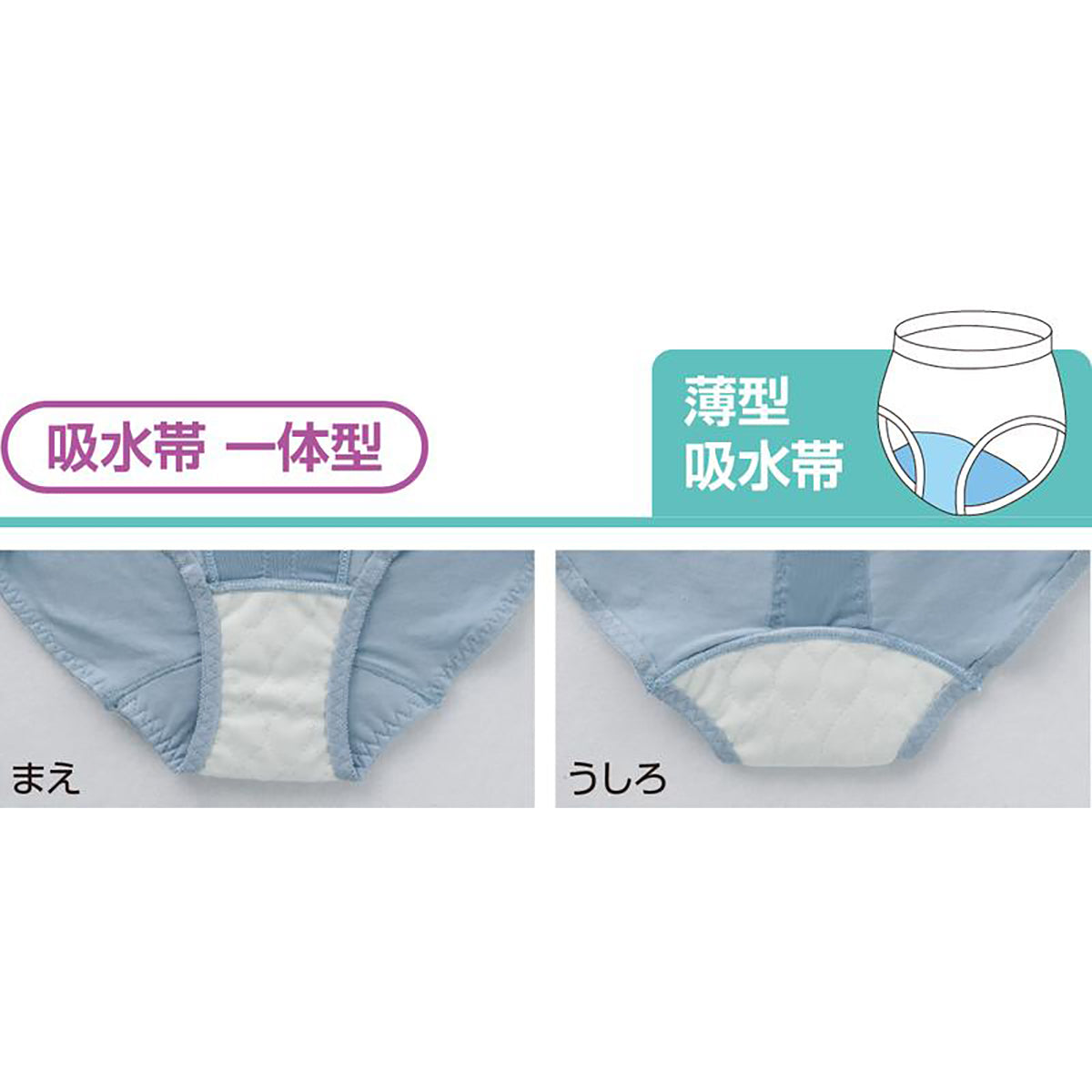 安心快適ショーツ 吸水帯一体型 ネイビー M/L/LL
