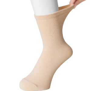 足首ゆったり名前の書けるスベリ止め付ソックス ベージュ 22~24cm