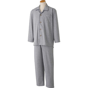 大きめボタンのびのびストレッチパジャマ グレー S/M/L/LL/3L/4L
