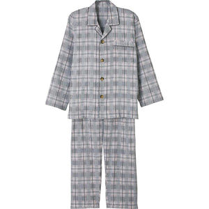 大きめボタン楊柳パジャマ グレー S/M/L/LL