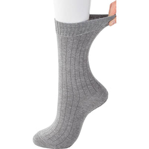 足首ゆったり名前の書けるスベリ止め付ソックス グレー 24~26cm