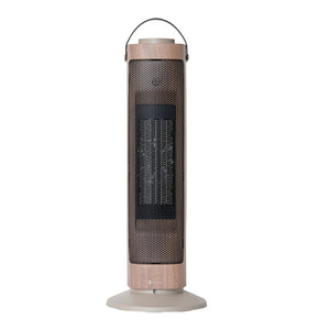 タワー型 セラミックファンヒーター&ファン -Premium WOOD- グレージュウッド