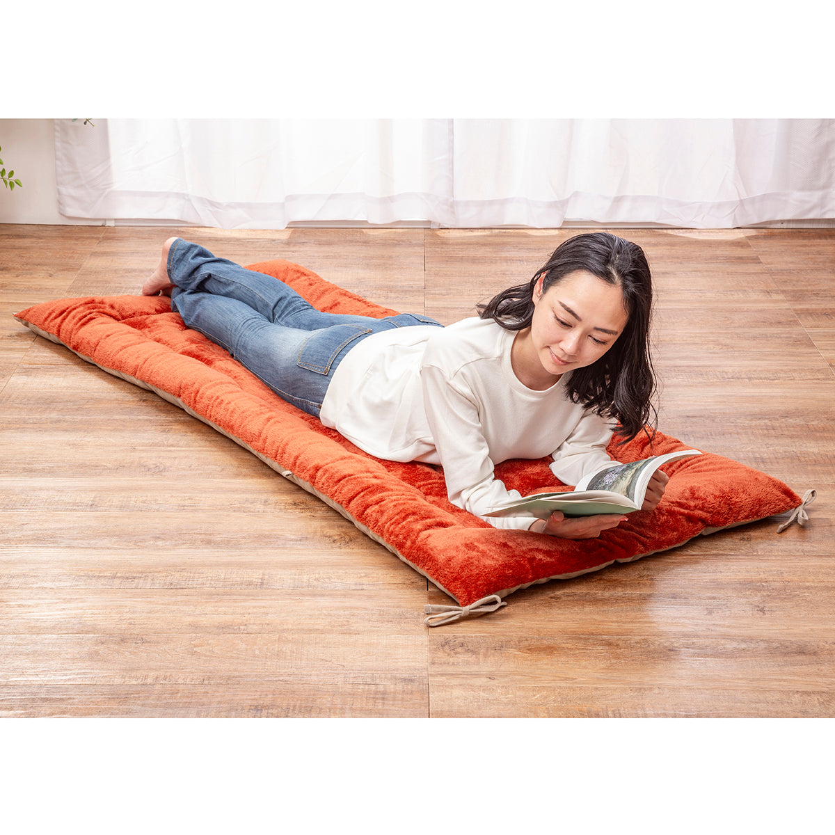FLAME YARN 岩盤浴のようなごろ寝長座布団 70×180cm ブラウン