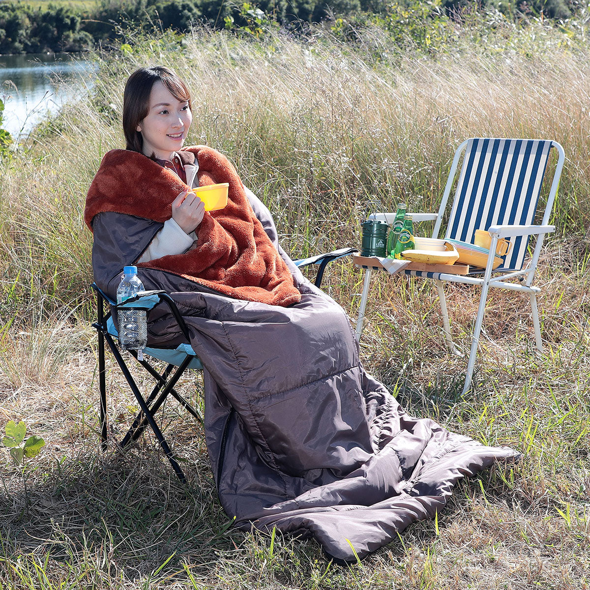FLAME YARN 岩盤浴のような寝袋 収納カバー付き 170×190cm ブラウン