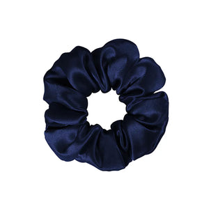 シルク シュシュ ヘアゴム ヘアアクセサリー ネイビー