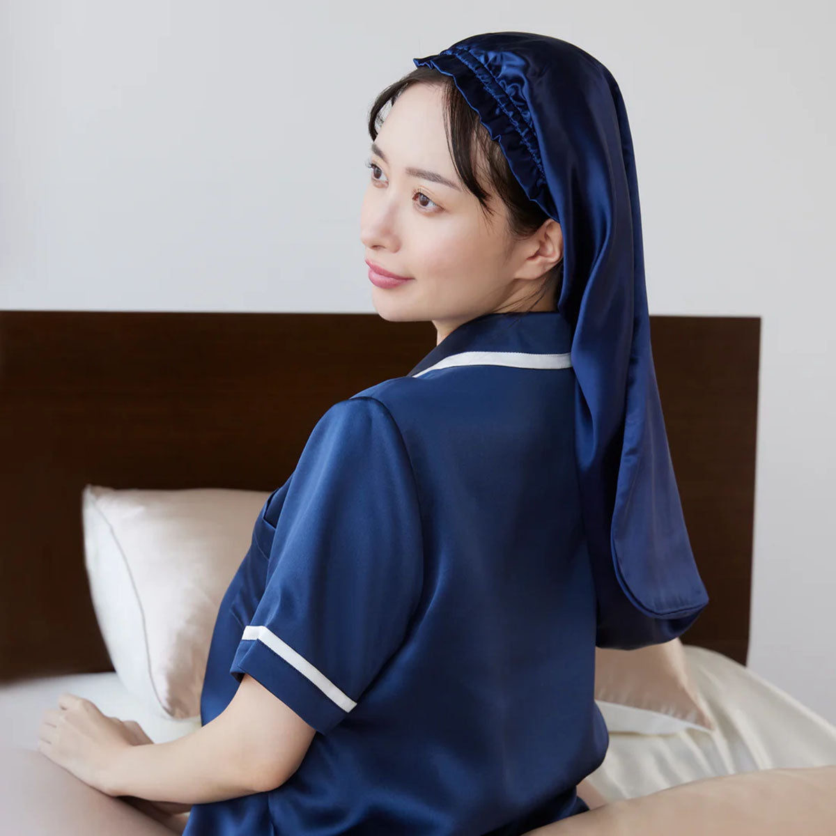 シルク ナイトキャップ 全周ゴムタイプ ヘアケア 56cm シャンパン