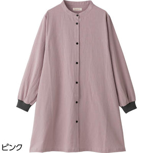 前開きロング丈スモック ピンク M~L