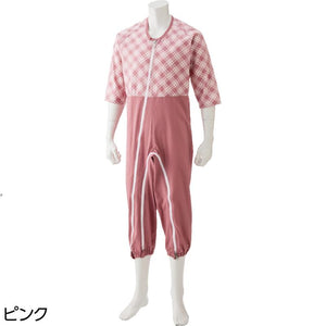 介護用フルオープンつなぎパジャマ ピンク M