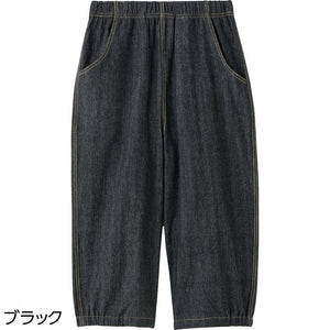 7分丈バルーンデニムパンツ ブラック L