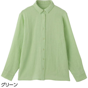 綿ガーゼブラウス グリーン M~L