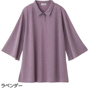 7分袖Aライン1釦チュニック ラベンダー M~L