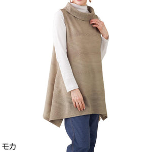 裾ワイドチュニックベスト モカ M~L