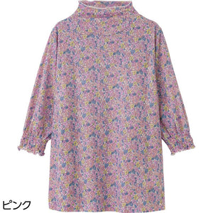 7分袖袖口シャーリングチュニック ピンク M~L