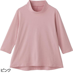 7分袖前身頃切替Tシャツ ピンク LL