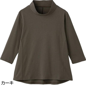 7分袖前身頃切替Tシャツ カーキ LL