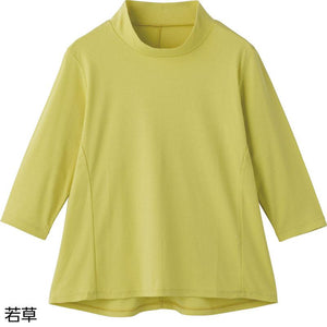 7分袖前身頃切替Tシャツ 若草 L