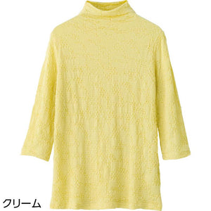 7分袖シャーリングTシャツ クリーム LL