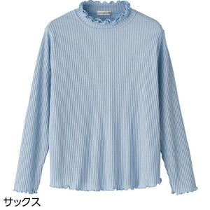 フリル2枚衿Tシャツ サックス LL