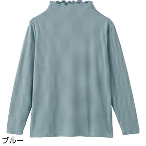 強撚ボーダー柄Tシャツ ブルー M