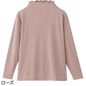 強撚ボーダー柄Tシャツ ローズ M