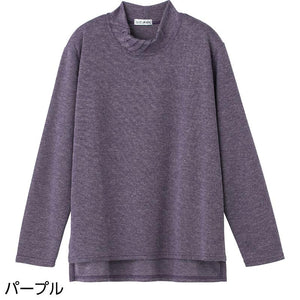 後ろ長め薄起毛タック衿Tシャツ パープル M~L