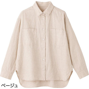 胸ポケット付シャツブラウス ベージュ L