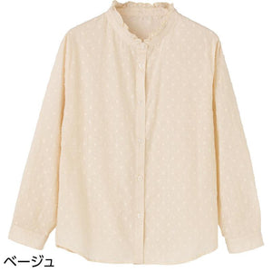 綿ドビーブラウス ベージュ L