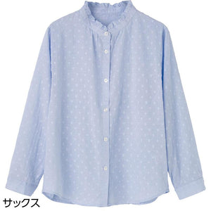 綿ドビーブラウス サックス M